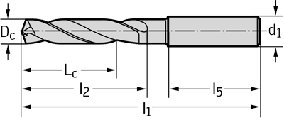 technische Zeichnung VHM HPC Bohrer 653
