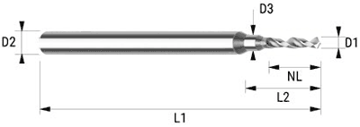 technische Zeichnung VHM Micro Bohrer MC100