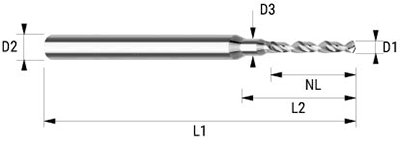 technische Zeichnung VHM Micro Bohrer MC100