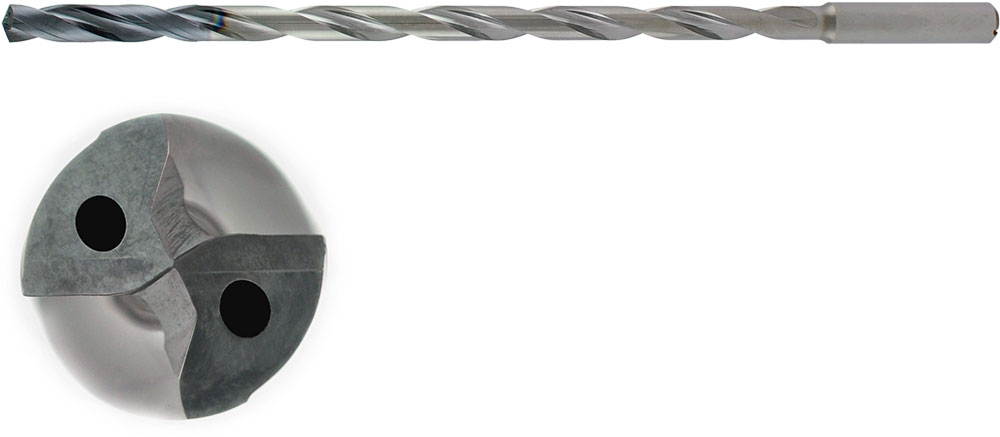 VHM HPC Tieflochbohrer 15xD mit IK Ø 1,2 mm, h7, CARAPACE besch.